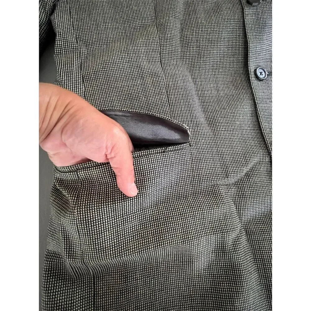 Ralph Lauren‎ Men's Vintage Gray Check Blazer Size 43 L Formal 3-Button